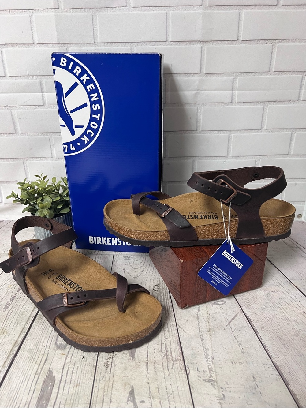 Birkenstock Taormina Leather Ankle Strap Sandals Habana Brown EU 39 US Women 8